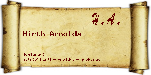 Hirth Arnolda névjegykártya